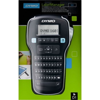 DYMO LabelManager 160 uzlīmju printeris (S0946340) + 5 gab. D1 9mm x7m / melns uz balta + elementi