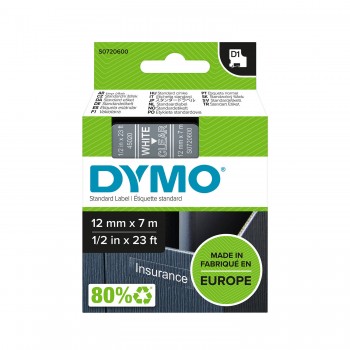 DYMO D1 lente 12 mm x 7 m / balta uz caurspīdīga (45020 / S0720600)