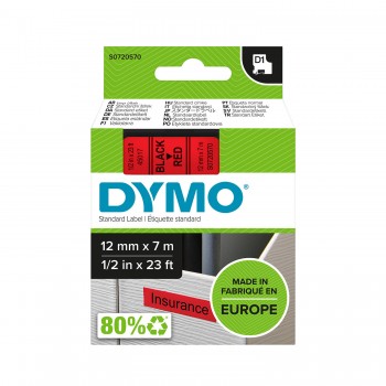 DYMO D1 lint 12mm x 7m / must punasel (45017 / S0720570)