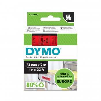 DYMO D1 lente 24 mm x 7 m / melna uz sarkana (53717 / S0720970)