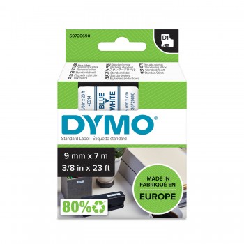 DYMO D1 lente 9 mm x 7 m / zila uz balta (40914 / S0720690)