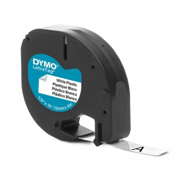 DYMO LetraTag Plastikinė Juostelė 12mm x 4m / juodas ant baltos (S0721560 / S0721660) 