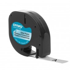 DYMO LetraTag Plastikinė Juostelė 12mm x 4m / juodas ant skaidrios (S0721540)