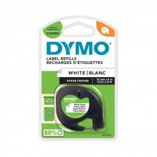 DYMO LetraTag Paper Tape 12mm x 4m / must valgel (S0721500 / S0721510) - 10 tk.