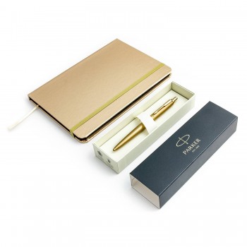 Parker Monochrome auksinis tušinukas + užrašų knygelės rinkinys