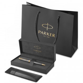Parker Sonnet Premium Chiselled Silver GT tušinukas su dėklu – 1931492 / Dovanų rinkinys