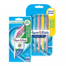 Paper Mate komplekt: 5 sinist InkJoy pliiatsit ja 3 parandusteipi