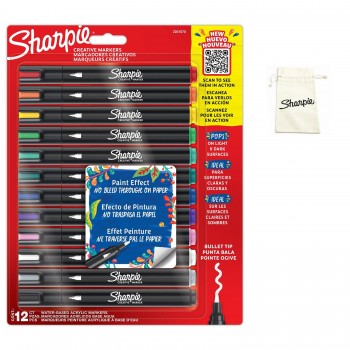 12 spalvų Sharpie Creative akrilo markerių rinkinys su dažymo maišeliu