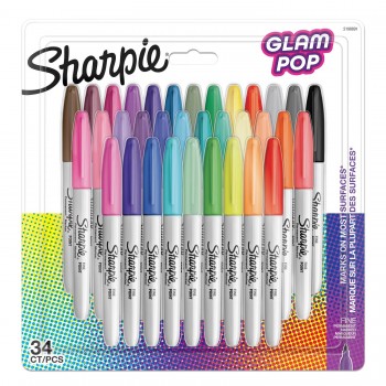 Sharpie Fine Glam Pop permanentie marķieri 34 krāsas - 2198891