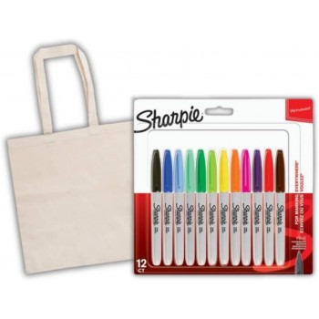 Sharpie Fine 12-osaline komplekt koos puuvillase kotiga