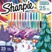 Sharpie smulkūs mišrių spalvų permanentiniai žymekliai 25 vnt. SPECIALUS ŠVENTINIS EDICIONAS 2025 + Pinigų dėžutė Vienaragis