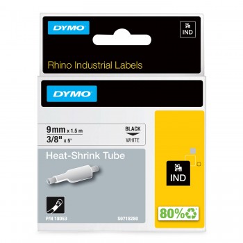 DYMO 18052 RHINO Termo vamzdelis 6mm x 1,5m (geltona / juodas šifras)