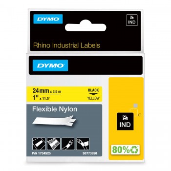 DYMO Rhino Nylon Tape painduv 24mm x 3,5m / must kollasel / painduv (1734525)