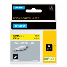 DYMO Rhino Termo vamzdelis 12mm x 1.5m / juodas ant geltonos (18056)