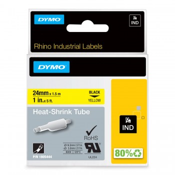 DYMO Rhino Thermal toru 24mm x 1,5m / must kollasel (1805444)