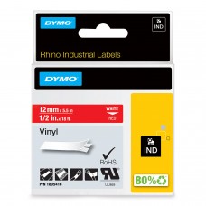 DYMO Rhino Vinilinė Juostelė 12mm x 5.5m / baltas ant raudonas (1805416)