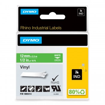 DYMO Rhino Vinilinė Juostelė 12mm x 5.5m / baltas ant žalios (1805414)