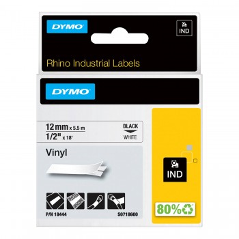 DYMO Rhino Vinilinė Juostelė 12mm x 5.5m / juodas ant baltos (18444)