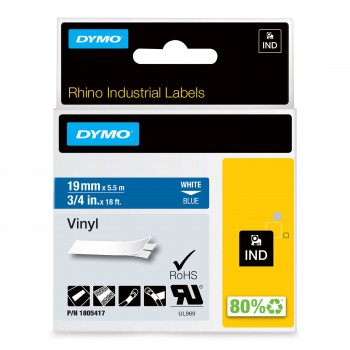 DYMO Rhino Vinilinė Juostelė 19mm x 5.5m / baltas ant mėlynos (1805417)