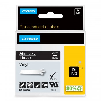 DYMO Rhino Vinilinė Juostelė 24mm x 5.5m / baltas ant juodas (1805432)