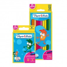 PaperMate rinkinys mini vaškinių kreidelių 8 spalvų ir pieštukų kreidelių 12 spalvų