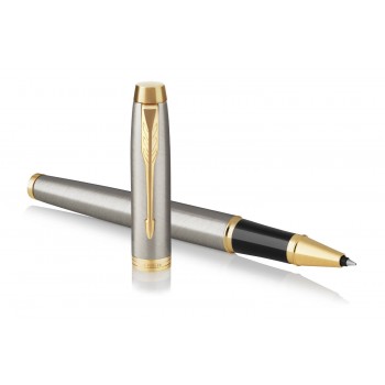 Parker IM Brushed Metal GT tušinukų rinkinys pilkoje dėžutėje su juostele ir dovanų maišeliu