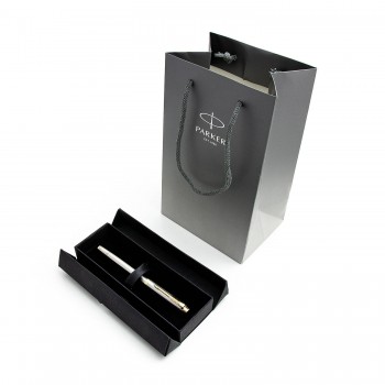 Parker IM Brushed Metal GT tušinukų rinkinys pilkoje dėžutėje su juostele ir dovanų maišeliu