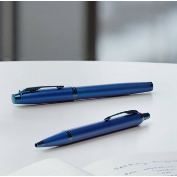 Parker IM Monochrome Blue Plunksnakočio + Tušinuko rinkinys 2172966 + 2172963 dovanų dėžutėje