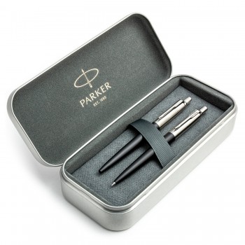 Parker Jotter Bond Street Black CT tušinuko ir pieštukų rinkinys metalinėje dėžutėje