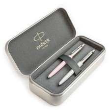 Parker Jotter Originals Pearl ir Pink Tušinukų dovanų rinkinys metaliniame dėkle