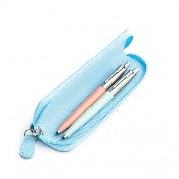 Parker Jotter Originals Powder Pink ir Pastel Blue tušinukų dovanų rinkinys su mėlynu dėklu