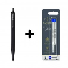 Parker Jotter XL Black BT tušinukas + mėlynas M rašiklio pildymas 3 vnt.