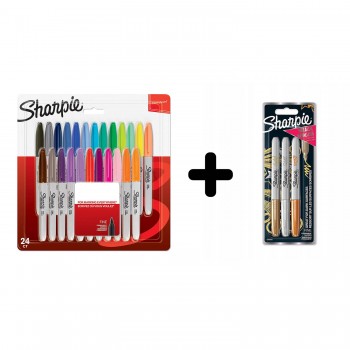 Sharpie Rinkinys: Fine 24 vnt. + Sharpie Metallic