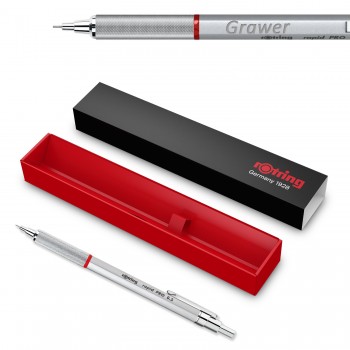 Mechaninis pieštukas „Rapid Pro“ – „Rotring“ – 0,5 mm, sidabrinis 1904255 su graviūra