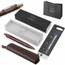 „Parker IM Professionals Monochrome Burgundy“ tušinukas + dėklas, įdėklas, rankinė. Dovanėlė mokytojui