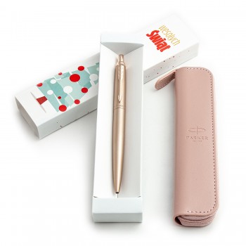 Parker Jotter Monochrome XL Pink PGT tušinukų rinkinys su graviravimu + dėklas / Kalėdoms