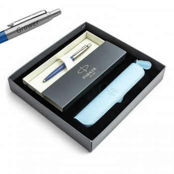 Parker Jotter Originals Blue BLUE DENIM tušinukas su graviravimu / dėklu / dovanų rinkiniu