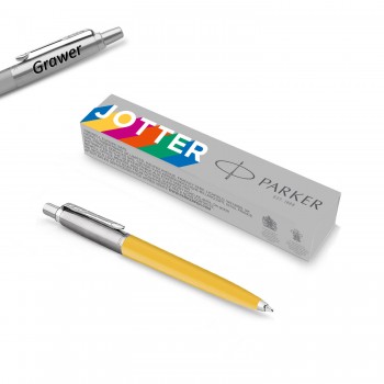 Parker Jotter Originals dzeltena dzeltena lodīšu pildspalva ar gravējumu