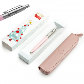 Parker Jotter Originals rausvas PINK tušinukų rinkinys su graviravimu + dėklas / Kalėdų dovana