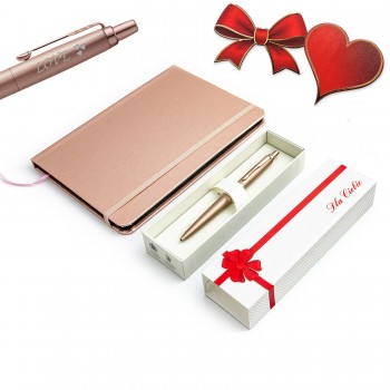 Parker Monochrome rožinis tušinukas su dangteliu 2122755 su graviruotu užrašų knygute „For You“ Valentino dienos dovana su graviravimu