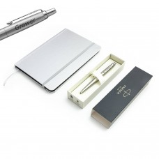 Parker Monochrome XL sidabrinio tušinuko dovanų rinkinys 2122756 su užrašų knygele su graviravimu