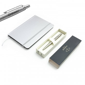 Parker Monochrome XL sidabrinio tušinuko dovanų rinkinys 2122756 su užrašų knygele su graviravimu