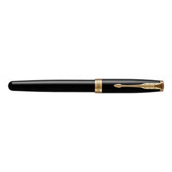 Parker Sonnet Black Lacquer GT (M) plunksnakotis dovanų rinkinys su graviūra / užrašų knygutė ir krepšelis