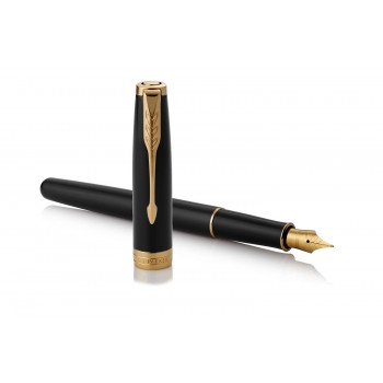 Parker Sonnet Black Lacquer GT täitesulepliiats (F terasest sulepea) koos graveeringuga