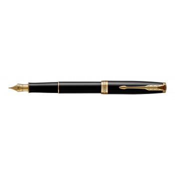 Parker Sonnet Black Lacquer GT täitesulepliiats (F terasest sulepea) koos graveeringuga