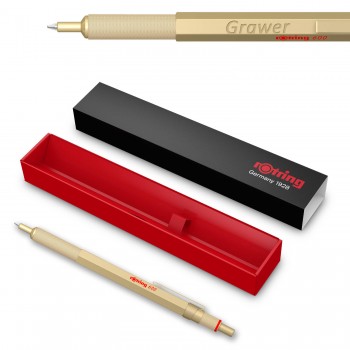 Rotring RO 600 professionaalne metallist pastapliiats, kuldne, graveeringuga