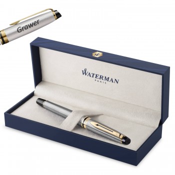 Waterman Expert Steel GT täitesulepea, M otsaga, graveeritud